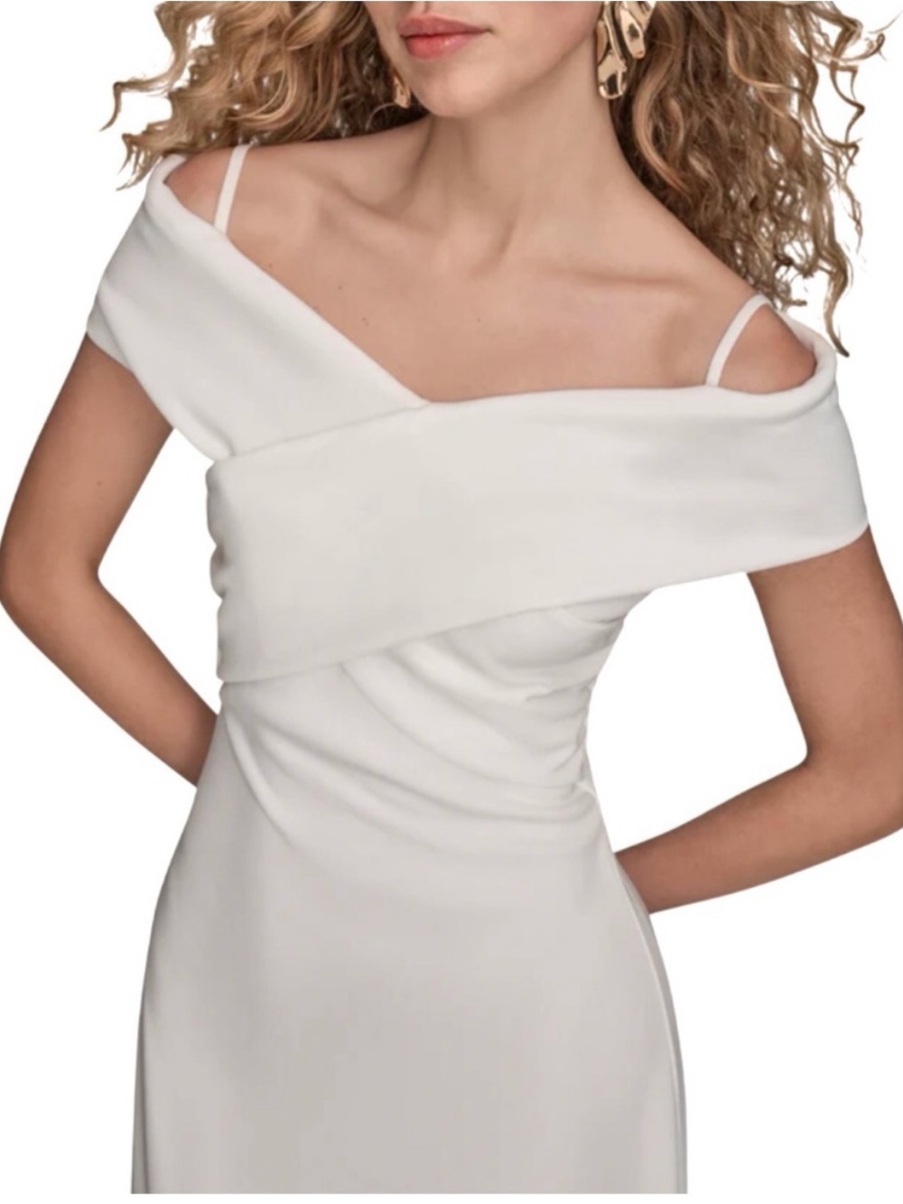 Donna Karan One-Shoulder White Evening Dress - Picture 4 of 6